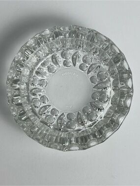 VTG KIG Indonesia Crystal Glass Ashtray Candy Dish Round Thumbprint MCM